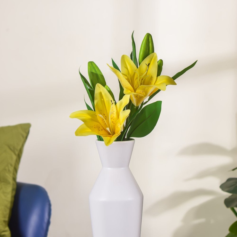 Artificial Lily Stem Yellow Set Of 2