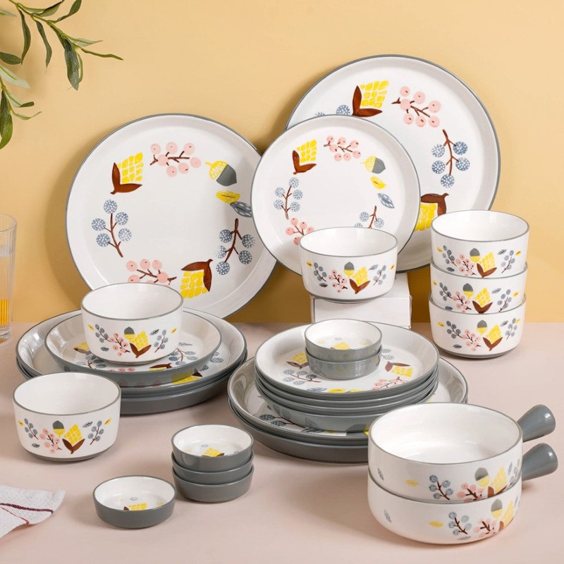 Bloom Grey 26 Piece Dinner Set For 6