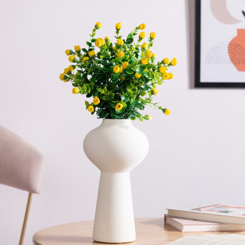 Decorative Flower Bud Stem Yellow Set Of 2