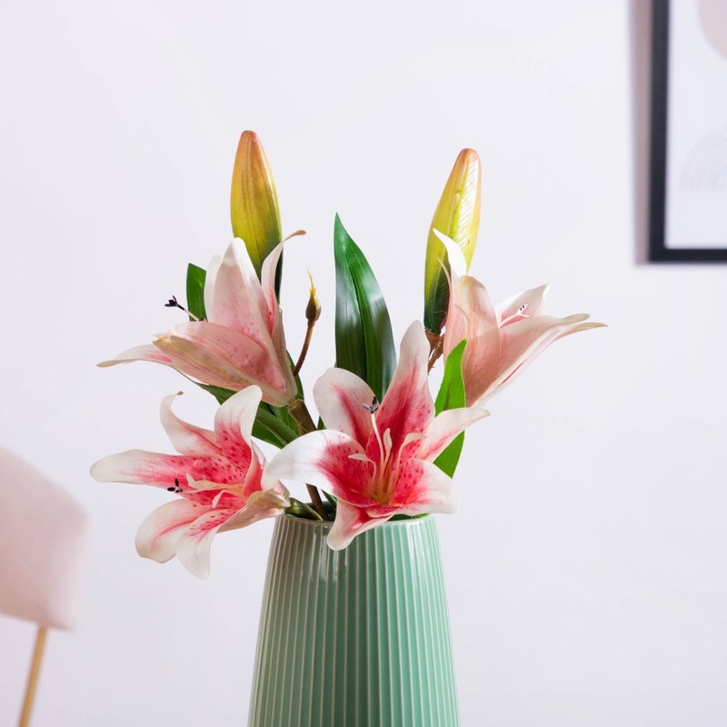 Decorative Lily Branch Pink Set Of 2