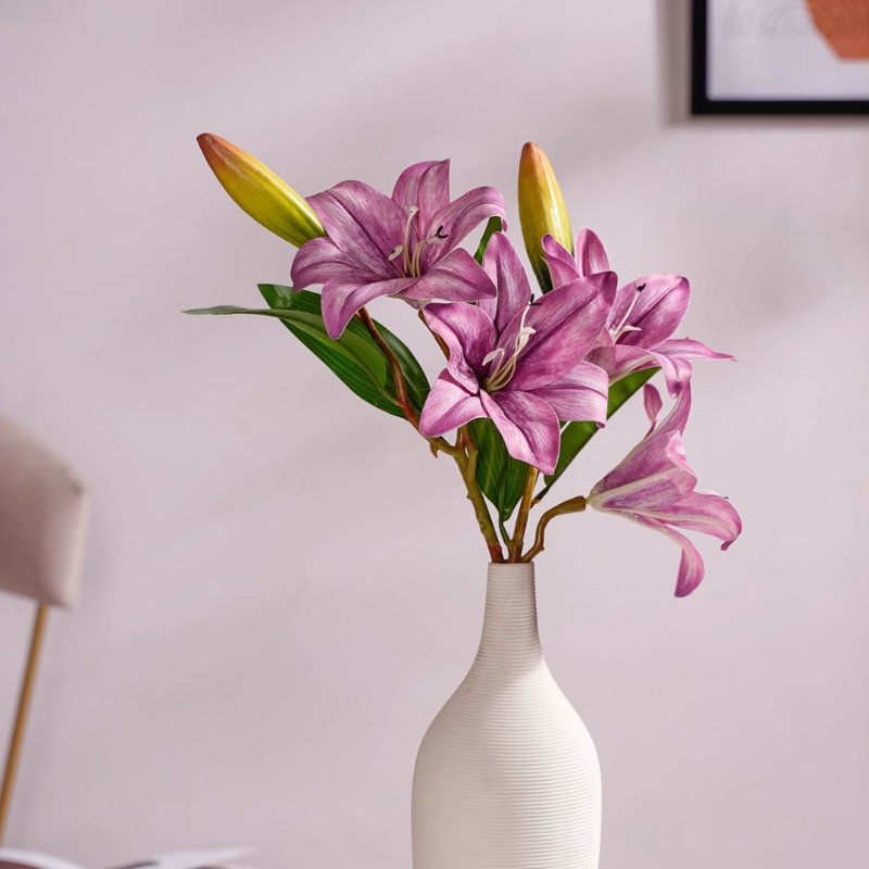 Decorative Lily Branch Purple Set Of 2
