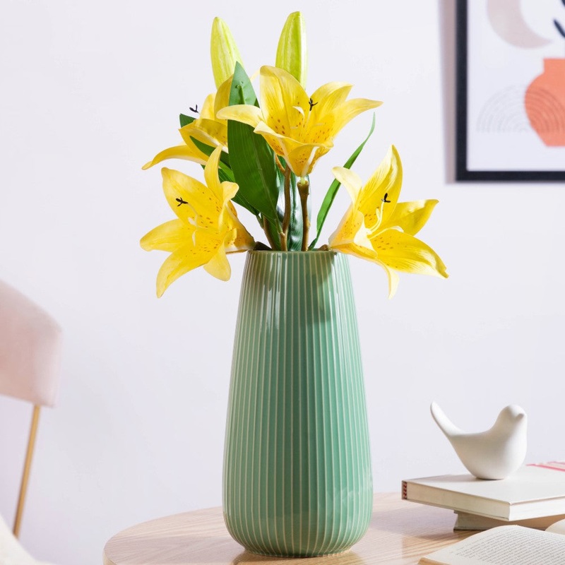 Decorative Lily Branch Yellow Set Of 2