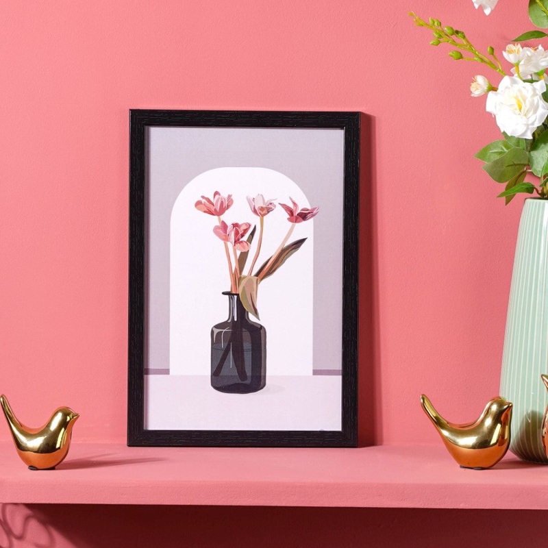 Flower In Vase Framed Wall Art 13x9 Inch