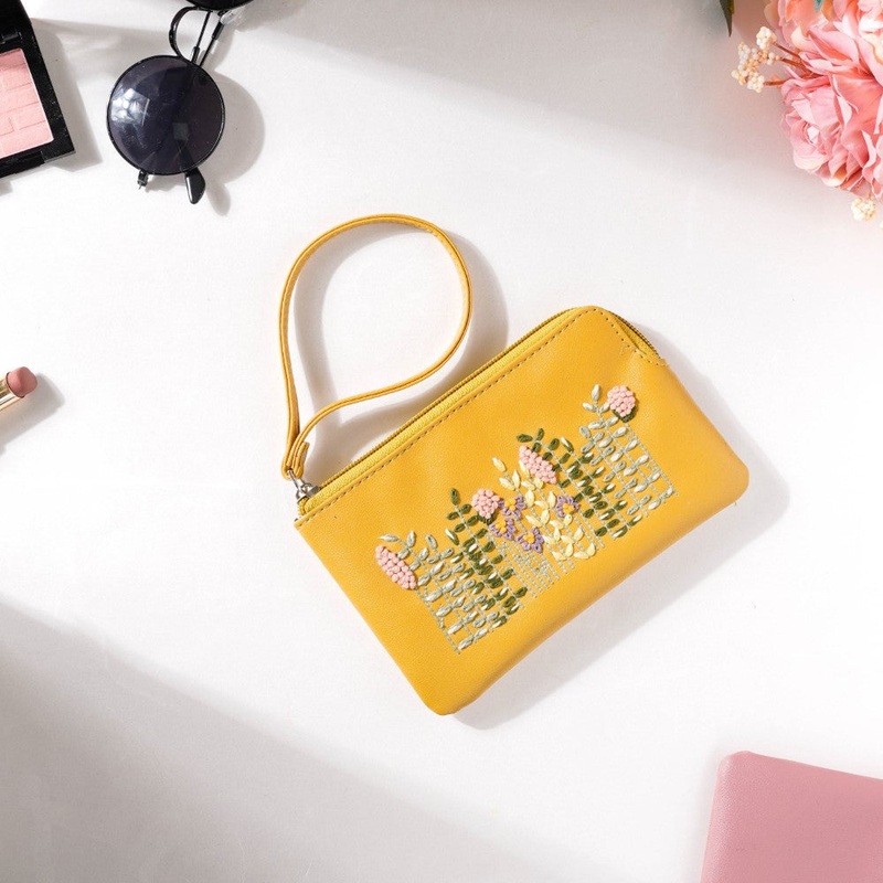 Fronds And Blooms Coin Pouch Yellow