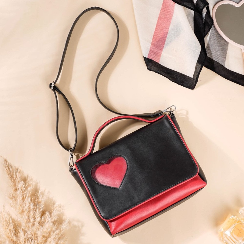 Heart Sling Bag Black And Red