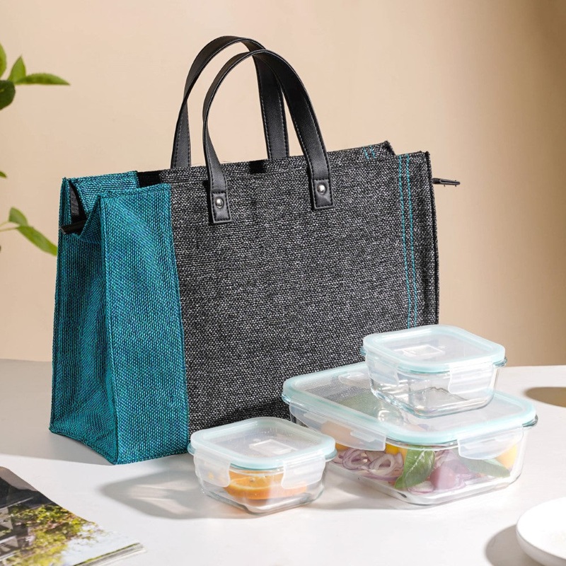 Jute Lunch Bag And Lunch Box Set Of 4