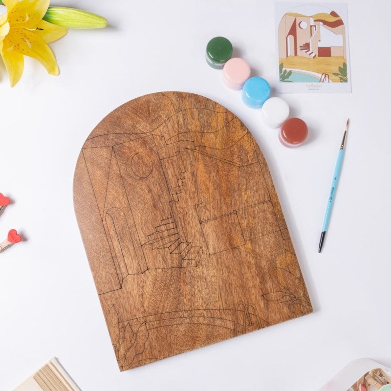 Modern Poolside Wooden DIY Paint Kit 13x10 Inch