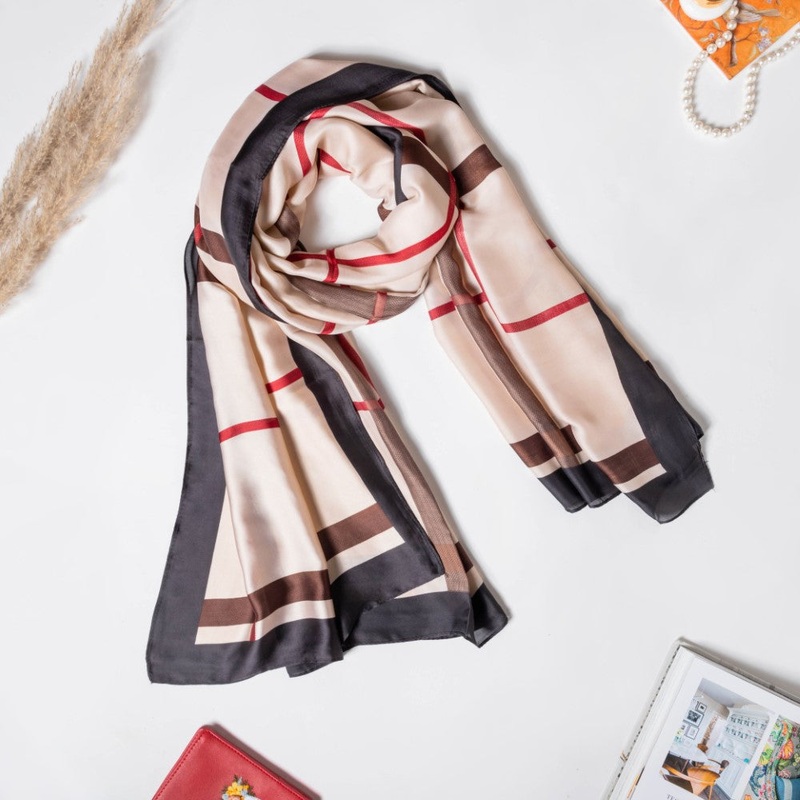Plaid Modern Check Scarf Beige