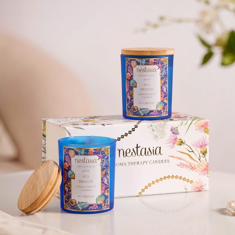 Sea Breeze Scented Candle Jar With Lid Set Of 2