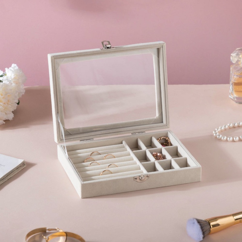 Sectioned Jewellery Box Cream