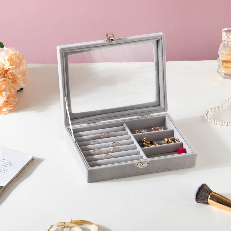 Sectioned Jewellery Box Grey