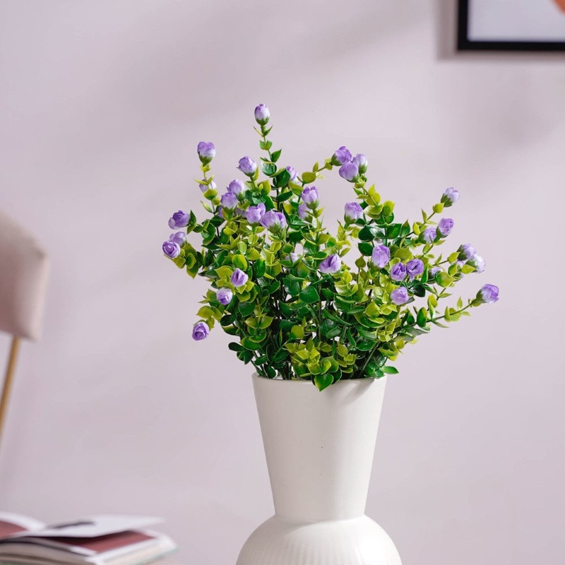 Small Artificial Flowers Bunch Purple Set Of 2
