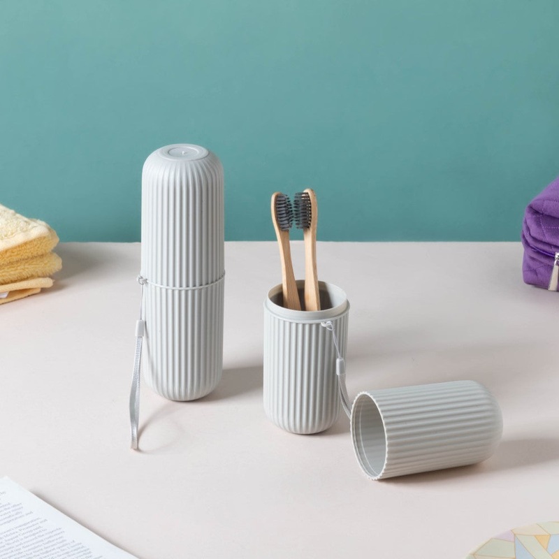 Travel Makeup Brush Holder Kit Grey Set Of 2