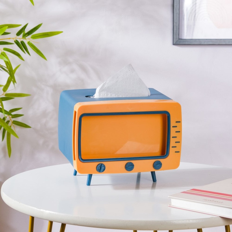 TV Tissue Box With Stand Blue