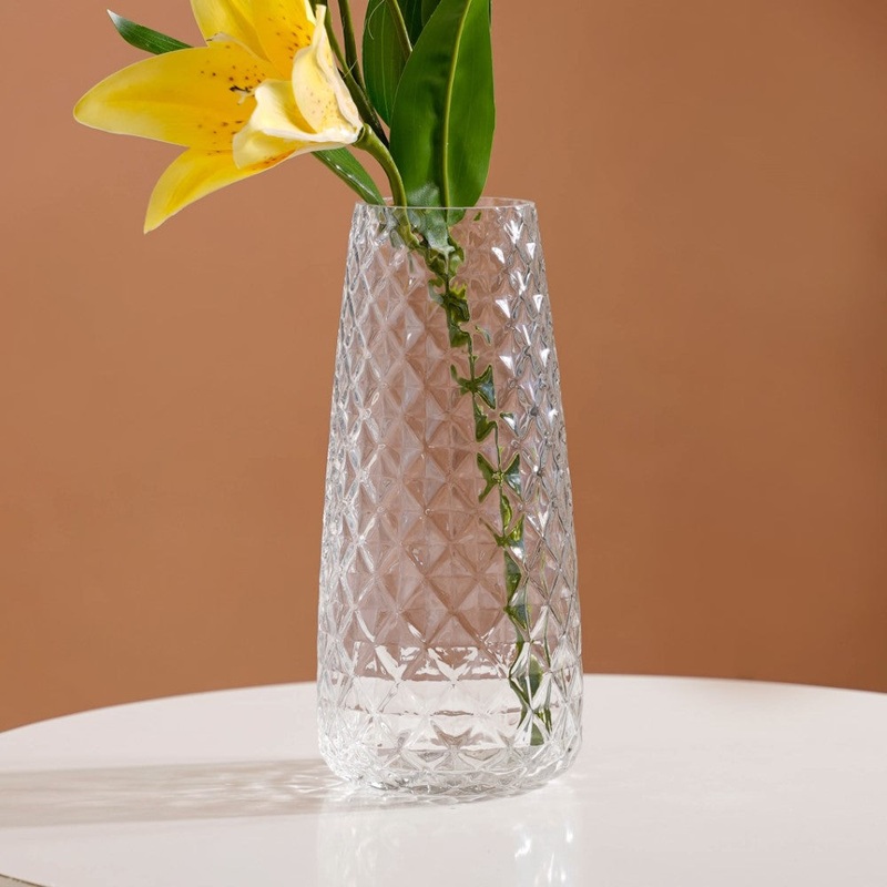 Diamante Clear Glass Flower Vase