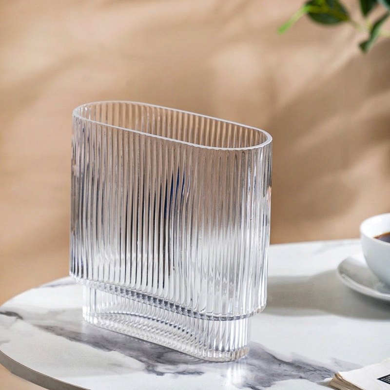 Ripple Modern Glass Vase 8 Inch