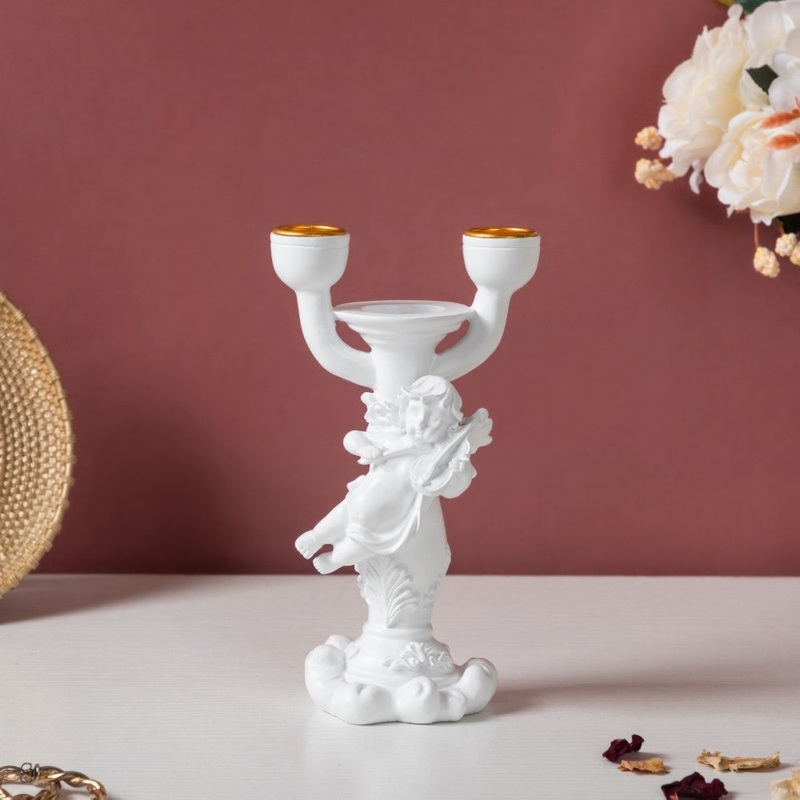 Vintage Angel Decor Showpiece With Candle Stand