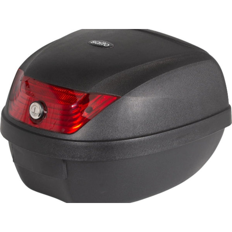 Saito Motorrad Topcase 28Liter, roter Reflektor