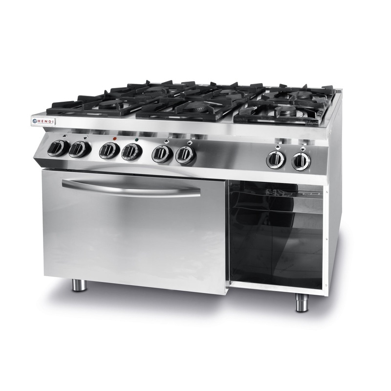 HENDI Gaskocher Kitchen Line 6 Brenner mit elek. Ofen GN
