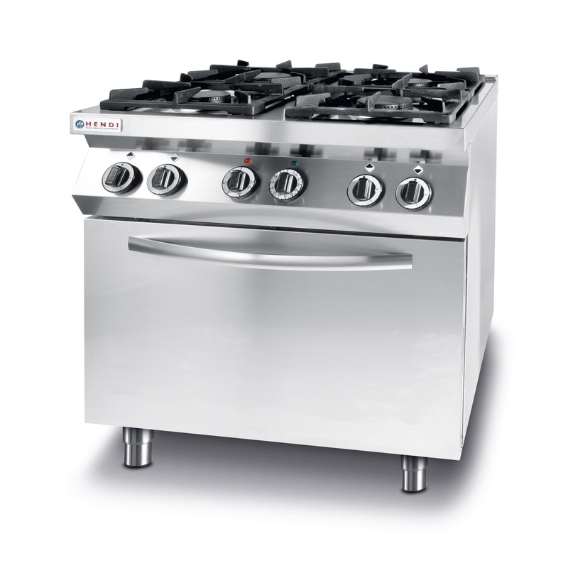 HENDI Gaskocher Kitchen Line 4 Brenner mit elek. Ofen GN