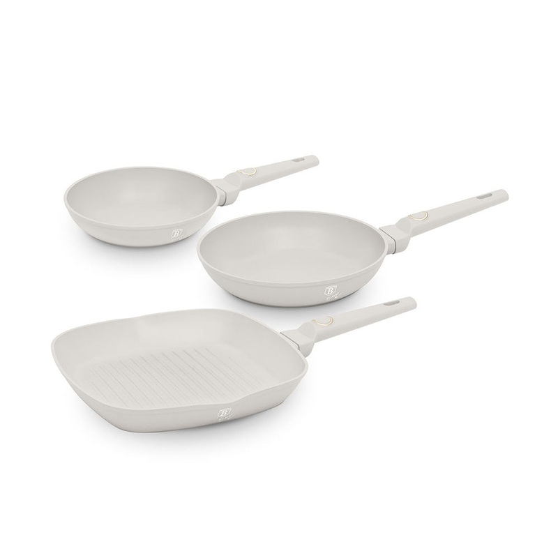 Berlinger Haus Kchenbedarf Haus 3-teiliges Bratpfannen Set  20/24/28cm matt cream Sahara Collection