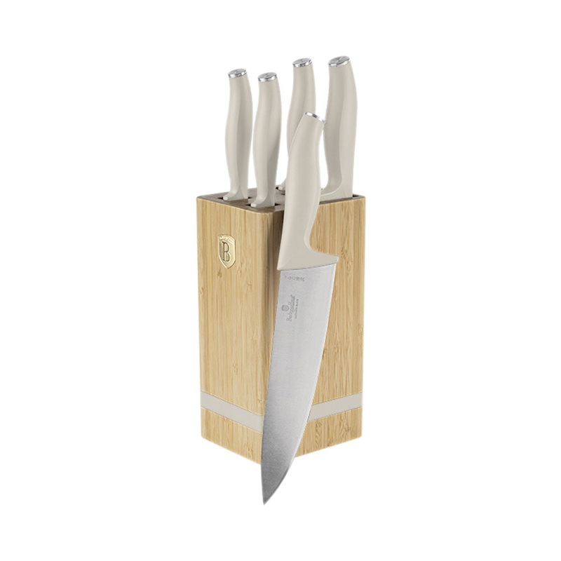 Berlinger Haus Kchenbedarf Haus 6-teiliges Messerset mit Messerblock matt cream Sahara Collection