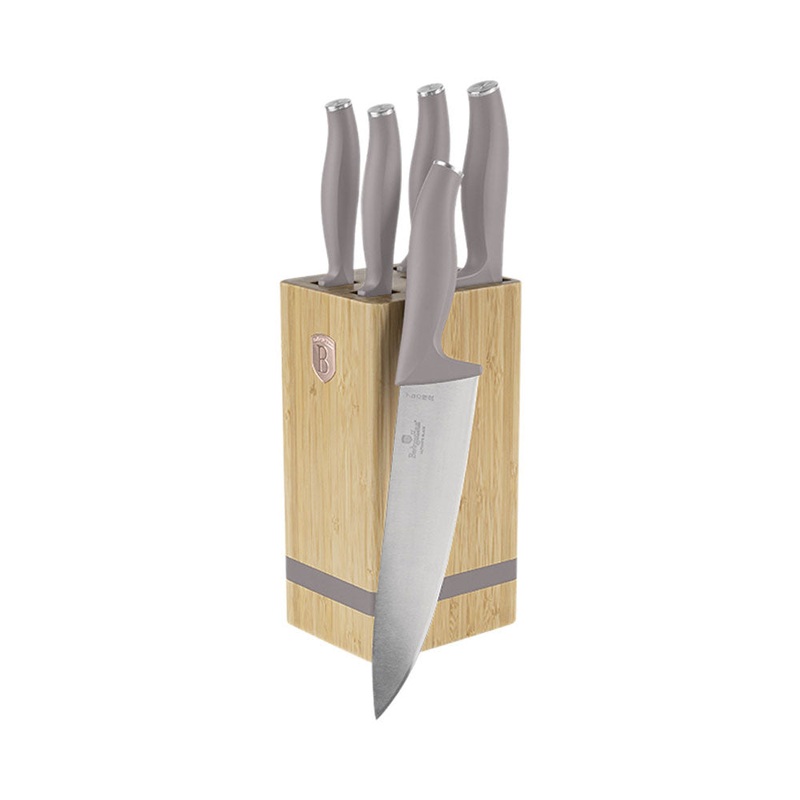 Berlinger Haus Kchenbedarf Haus 6-teiliges Messerset mit Messerblock matt Taupe Collection
