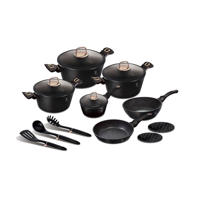 Berlinger Haus Kchenbedarf Haus 15-teiliges Kochgeschirr-Set Black Rose Collection
