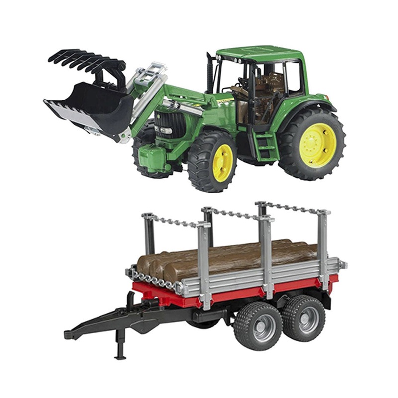 Bruder Spielfahrzeuge Traktor mit Frontlade & Holztransportanhnger