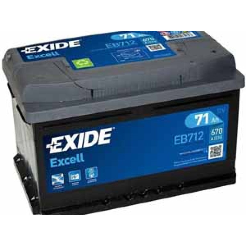 Exide Fahrzeugbatterie Excell 12V/71Ah/670A LxBxH 278x175x175mm/B13/S:0