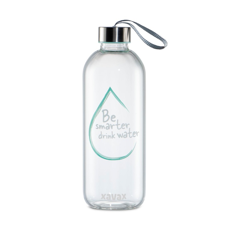 Xavax Glasflasche 1 l, mit Schutzhlle, Schlaufe, fr Kohlensure u. heiss/kalt
