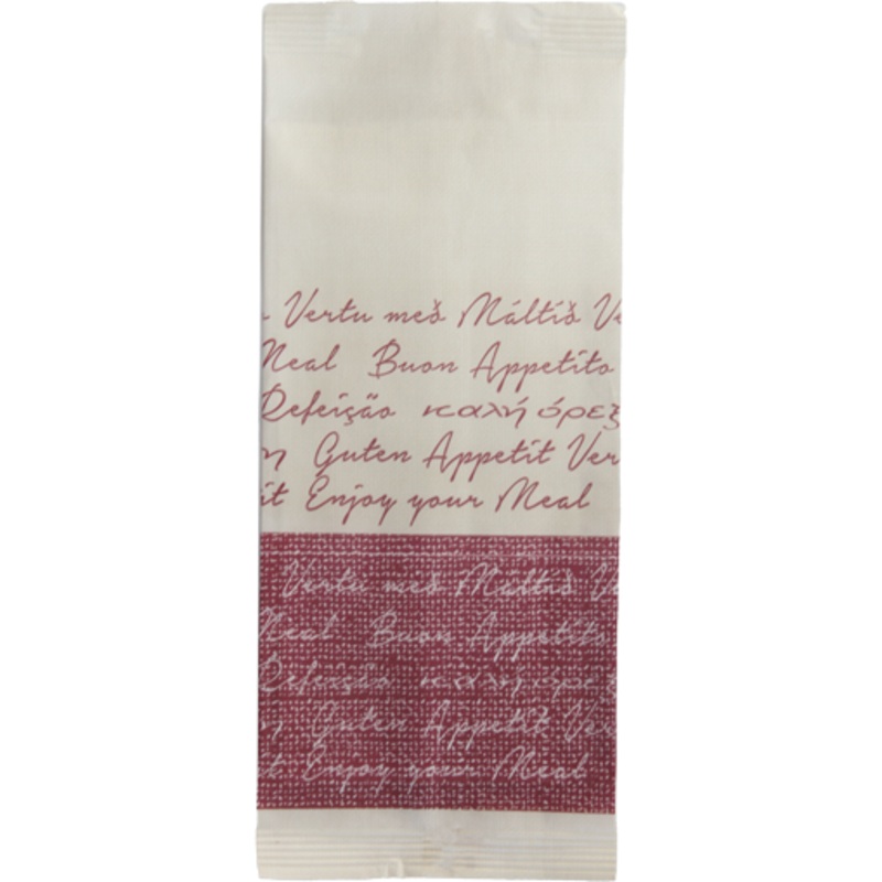 Paper cutlery pocket "Bon Appetit Burgundy" 125pcs 25cm