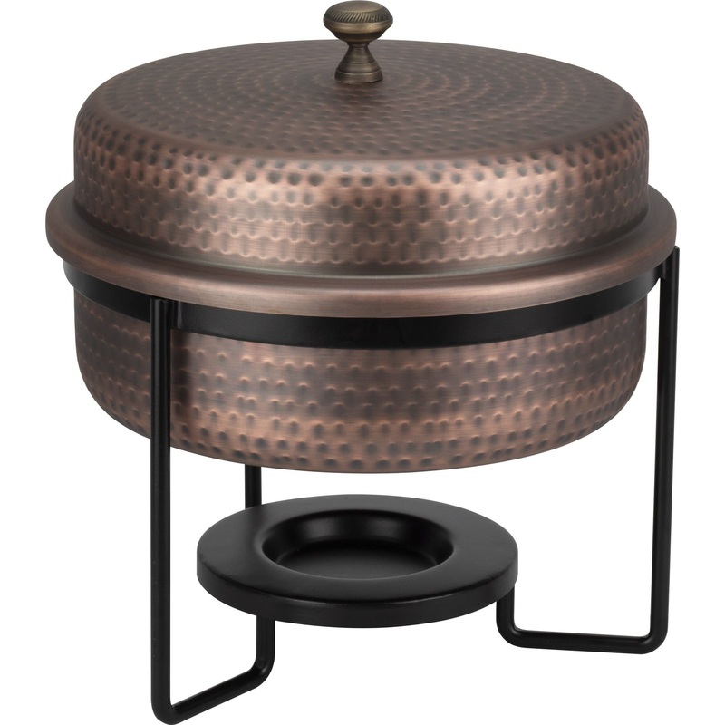 Rustic Round Chafing Dish with Matte Black Base 5 litres