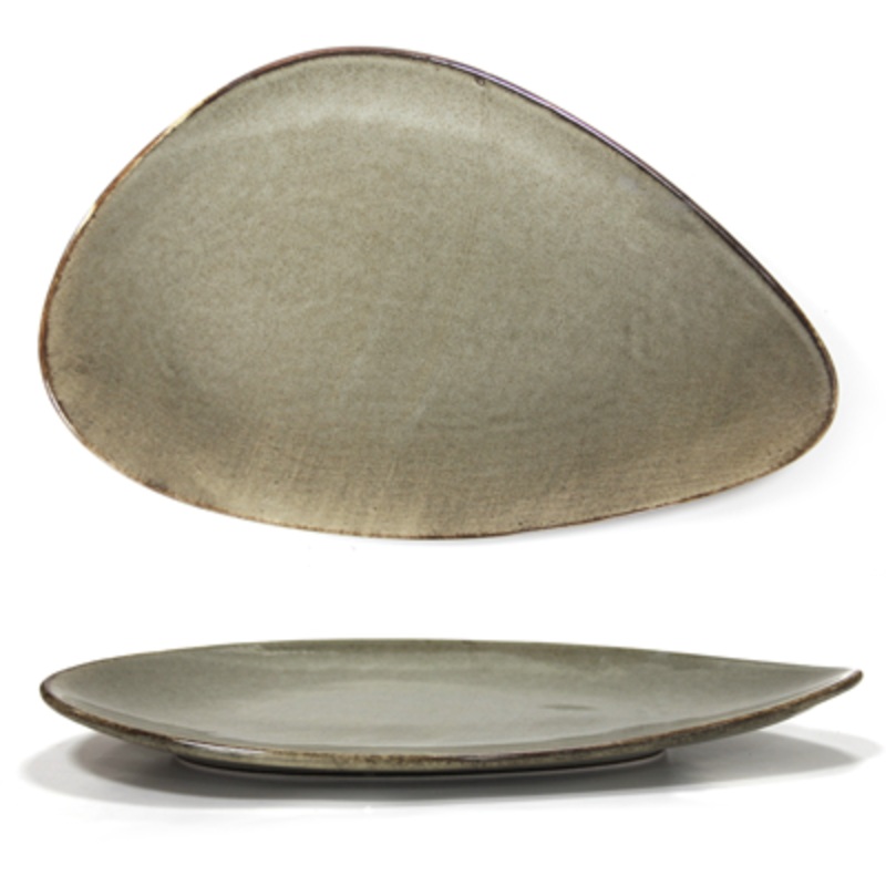 Antique grey triangle plate 36cm