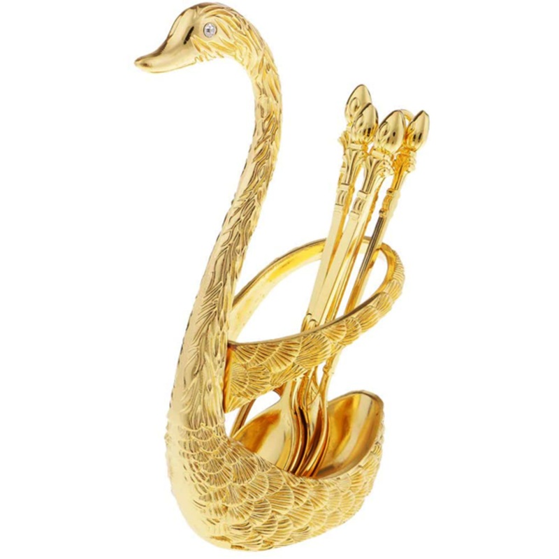 Spoon Set With Swan-Shaped Holder