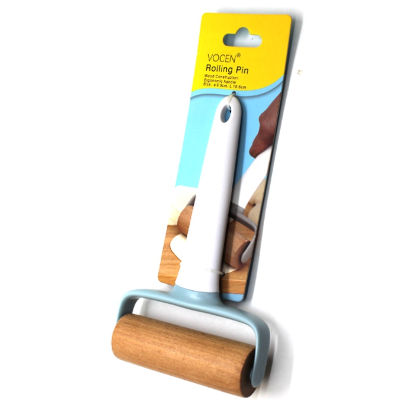 Wood Rolling Pin with Plastic Handle