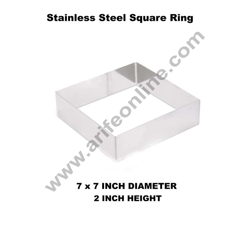 Cake Decor Square Cake Ring Stainless Steel Cutter Heavy Ring (7x7 inch Diameter X 2 inch Height )