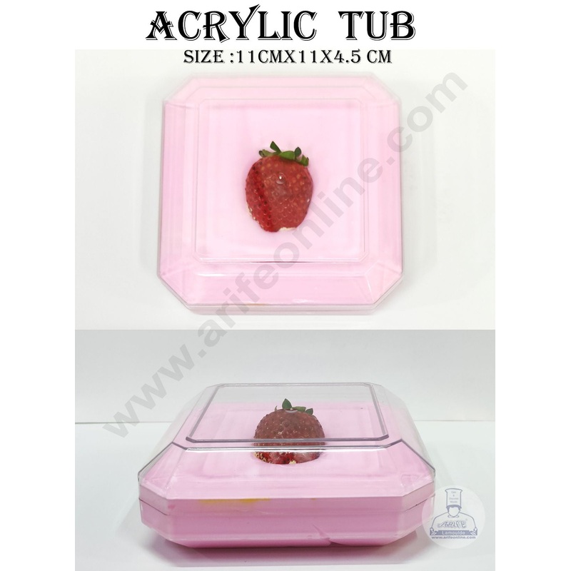 Cake Decor Transparent Acrylic Dessert Octa Tub With Lid (Pack of 12)