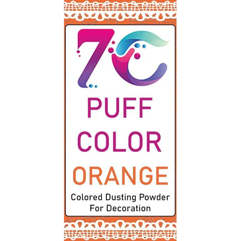 7C Edible Puff Colour Food Colour Powder Spray for Cakes Decoration - Orange ( 50 gm )