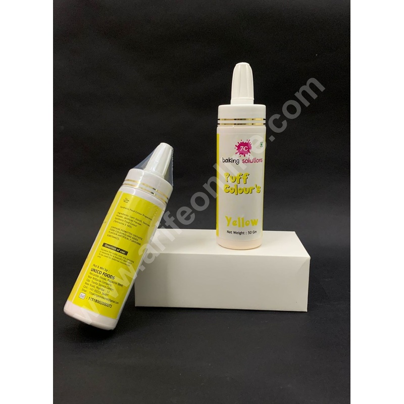 7C Edible Puff Colour Food Colour Powder Spray for Cakes Decoration - Yellow ( 50 gm )