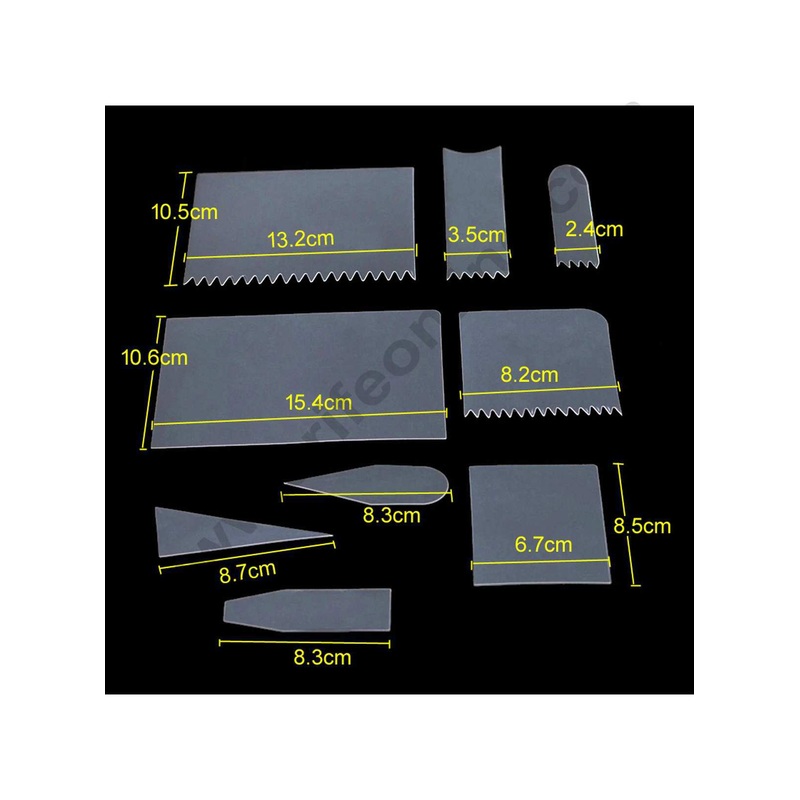 9 Pcs Plastic Cake Scraper Fondant Mousse Cream Spatula Edge Smoother Cupcake Cake Cutter Pastry Mold Baking Decorating Icing Tools