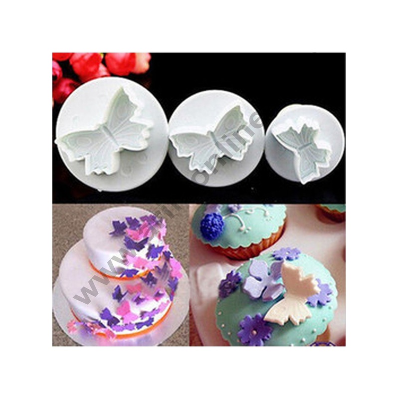 Cake Decor Small Butterfly Plunger Cutter (set of 3), Fondant cutters, Fondant cutters set tools
