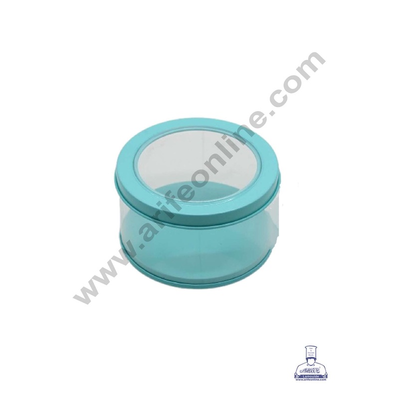 CAKE DECOR Turquoise Blue Round Decorative Acrylic Box | Dream Tin | Gift Box | Chocolate Box | Jewellery Box | Small