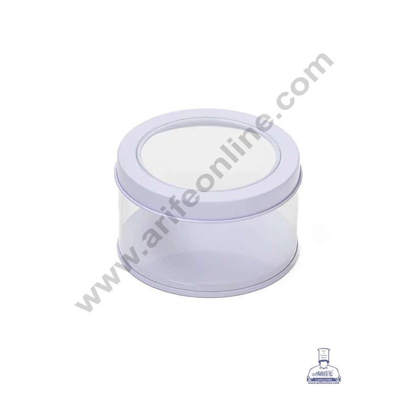 CAKE DECOR White Round Decorative Acrylic Box | Dream Tin | Gift Box | Chocolate Box | Jewellery Box | Small