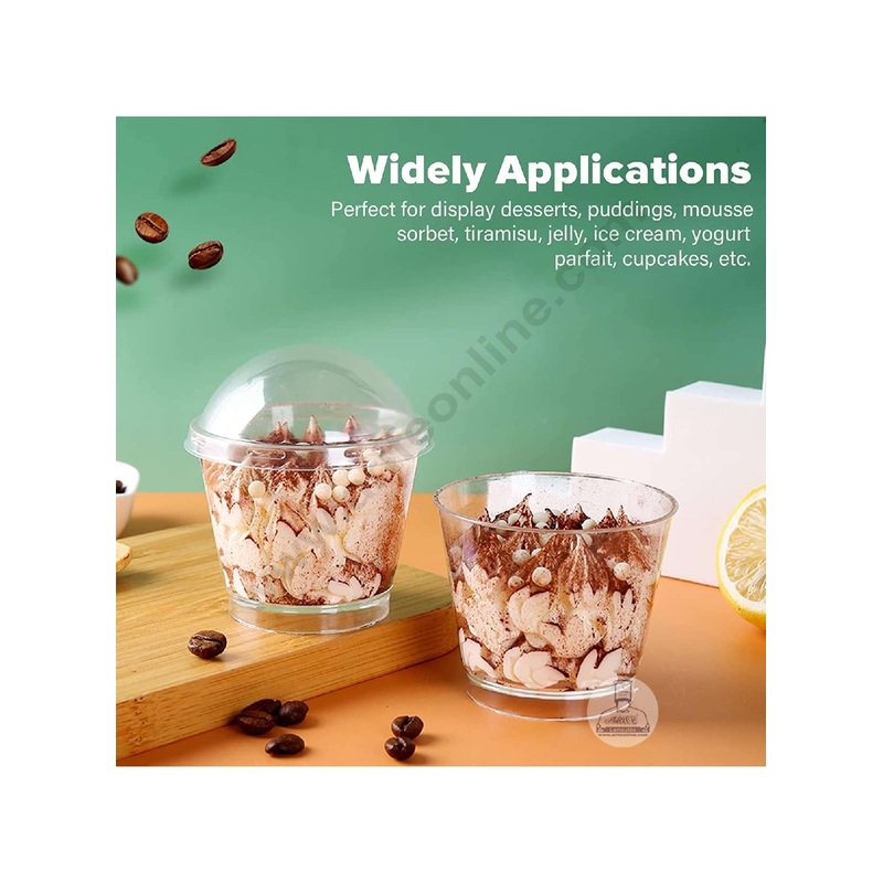 CAKE DECOR Simple Transparent Mousse Cups with Lids | Dessert Cups | Pudding Cups | Mini Parfait Cups (Pack of 10)
