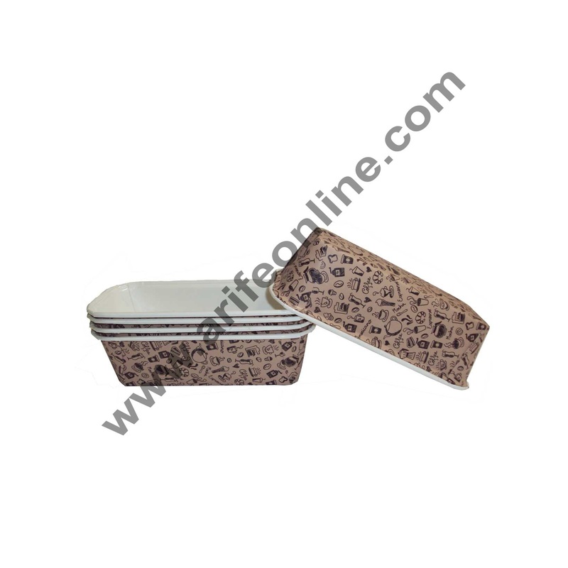 Novacart Bake & Serve Paper Baking Mould By Cake Decor - Plum Cake Mould Brown 10 Pcs
