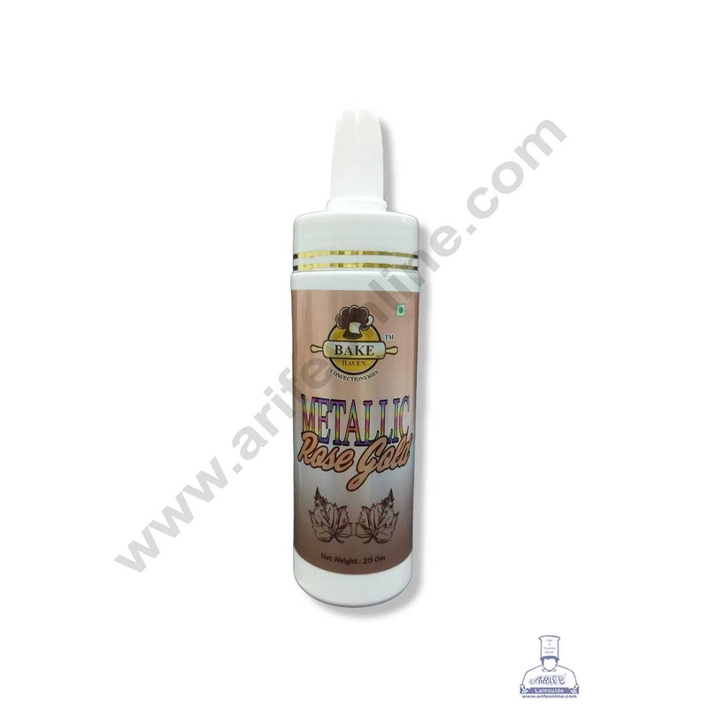 Bake Haven Edible Puff Colour Food Colour Powder Spray for Cakes Decoration - Metallic Rose Gold (25 gm)