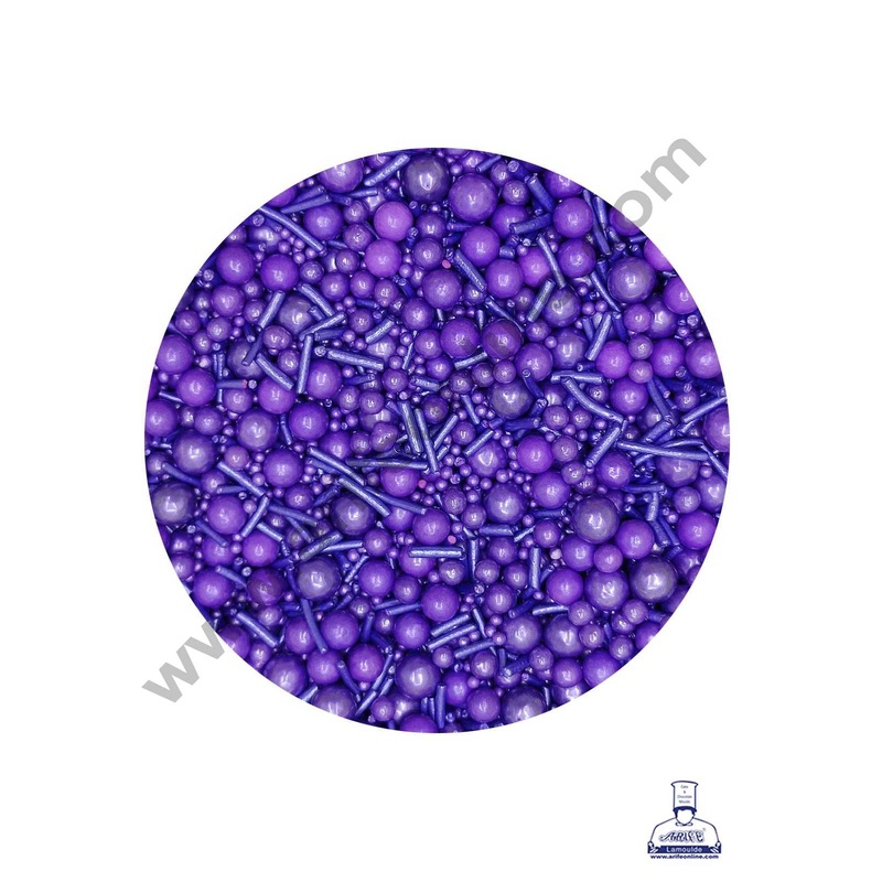 CAKE DECOR Sugar Candy  Mix Size Purple Balls with Vermicelli Candy  100 gm