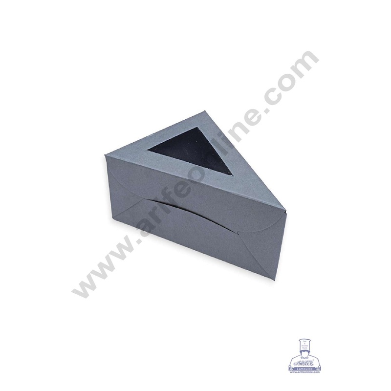 CAKE DECOR 1 Cake Slice Box | Triangle Shape Cheese Slice Box | Pastry Box | Chocolate Box - Dark Grey (10 pcs Pack)