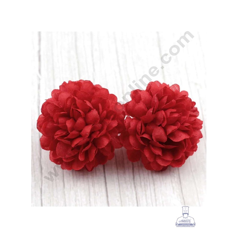 CAKE DECOR Small Marigold Artificial Flower For Cake Decoration  Red( 10 pcs Pack )